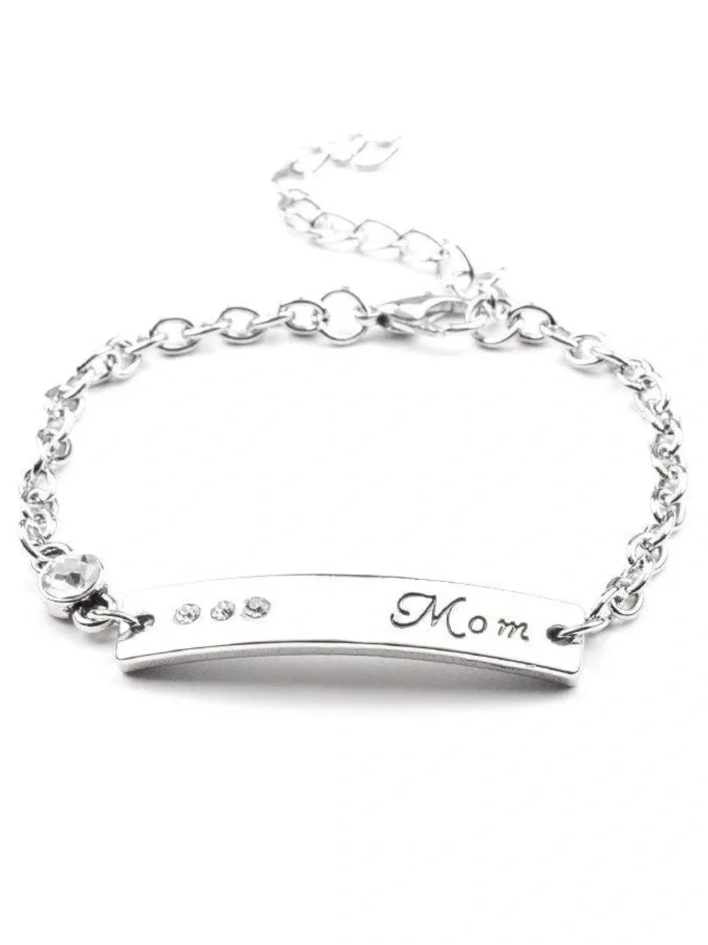 Mom Always Knows - Engraved "Mom" Bracelet with Rhinestones - Picture 2 of 2